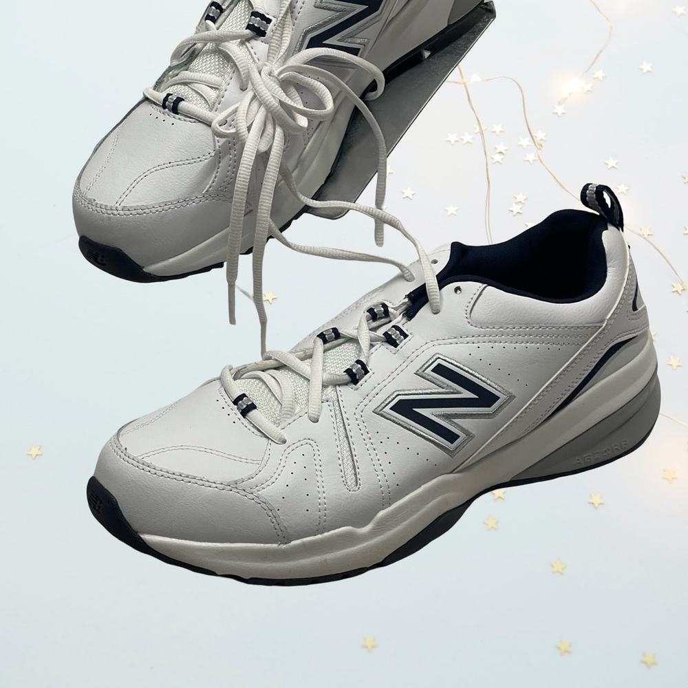 New Balance White and Navy Athletic Shoes